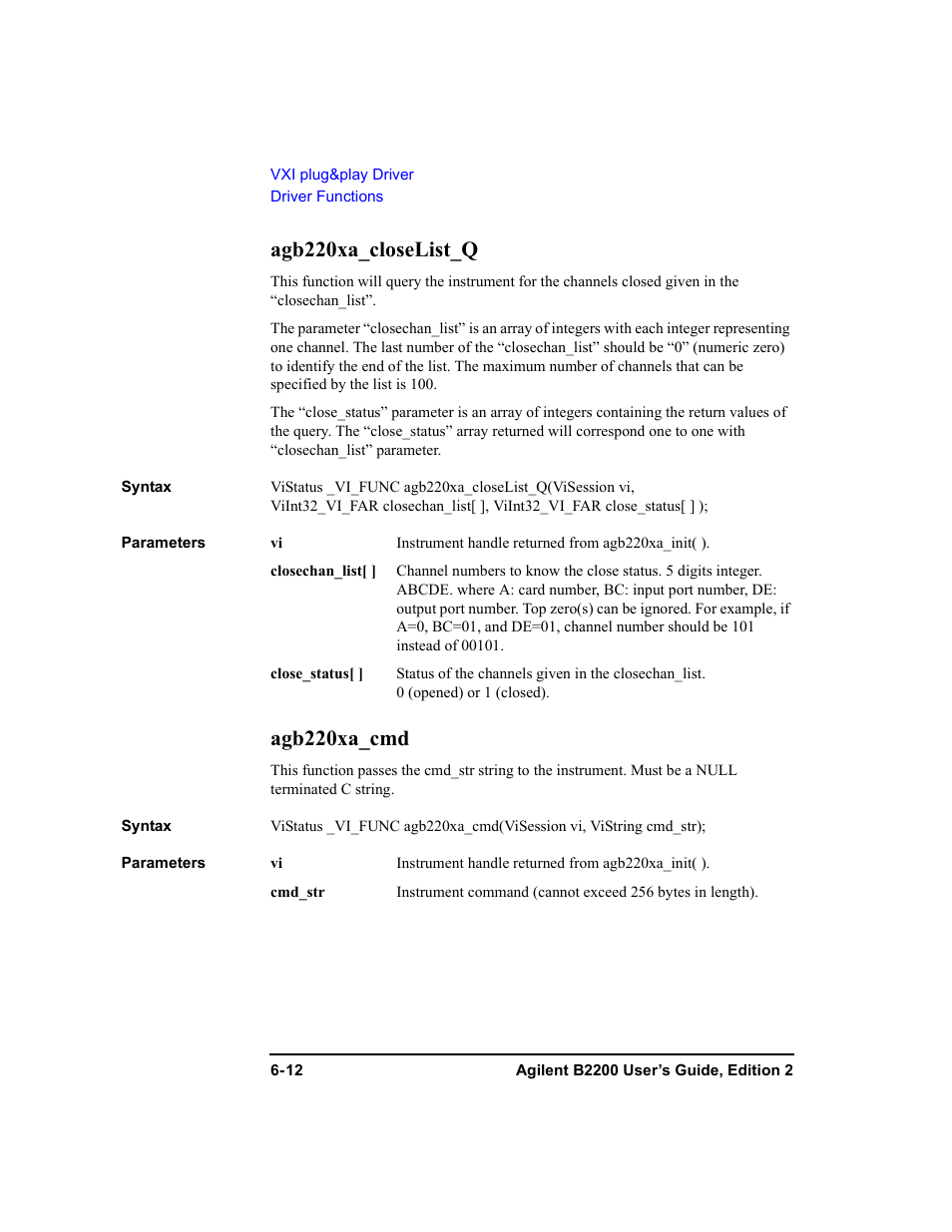 Agb220xa_closelist_q, Agb220xa_cmd, Agb220xa_closelist_q -12 agb220xa_cmd -12 | Agilent Technologies B2201A User Manual | Page 198 / 234