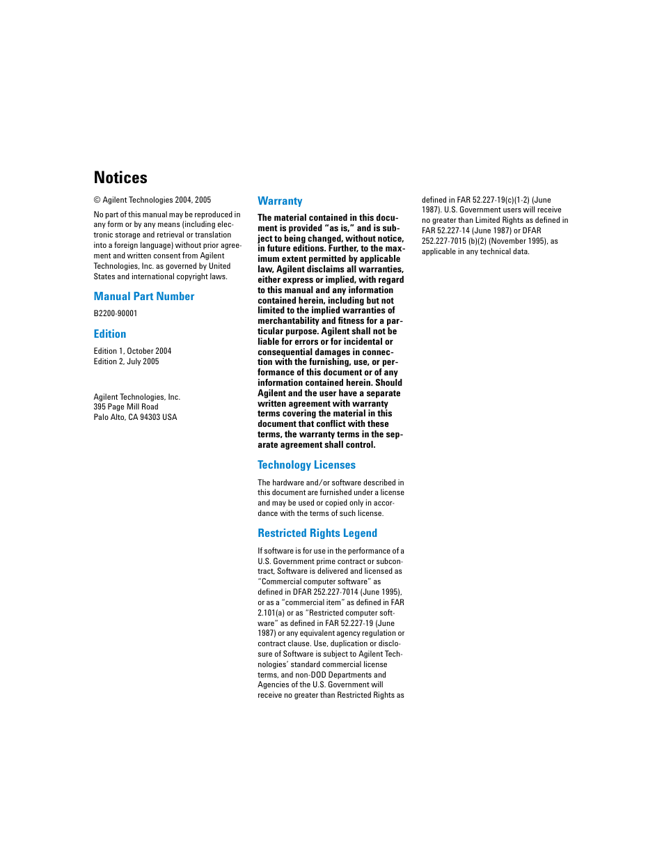 Notices | Agilent Technologies B2201A User Manual | Page 2 / 234