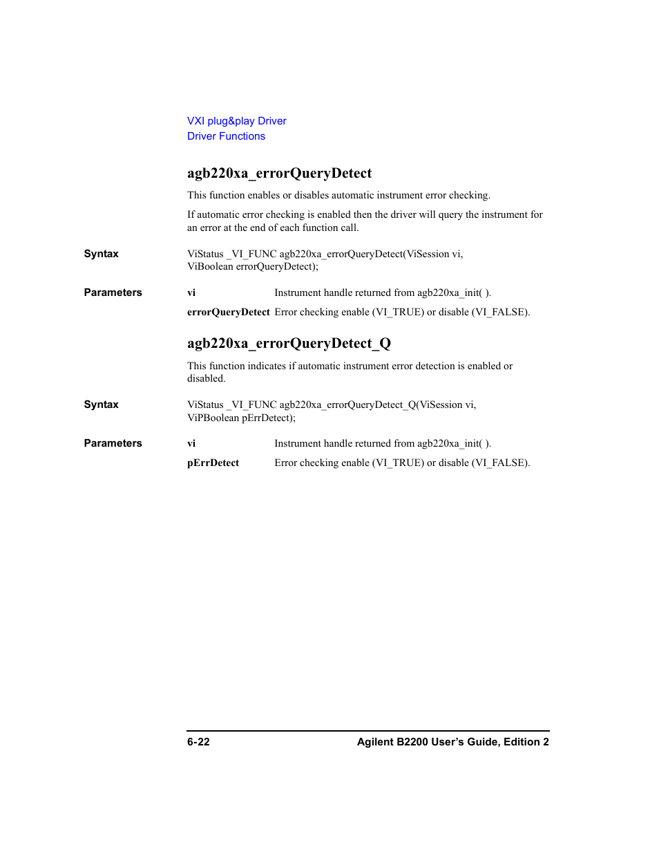 Agb220xa_errorquerydetect, Agb220xa_errorquerydetect_q, Agb220xa_errorquerydetect func | Agilent Technologies B2201A User Manual | Page 208 / 234