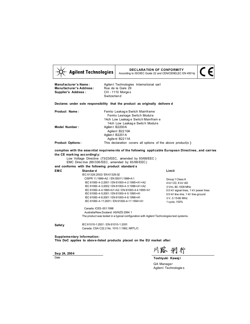 Agilent Technologies B2201A User Manual | Page 3 / 234