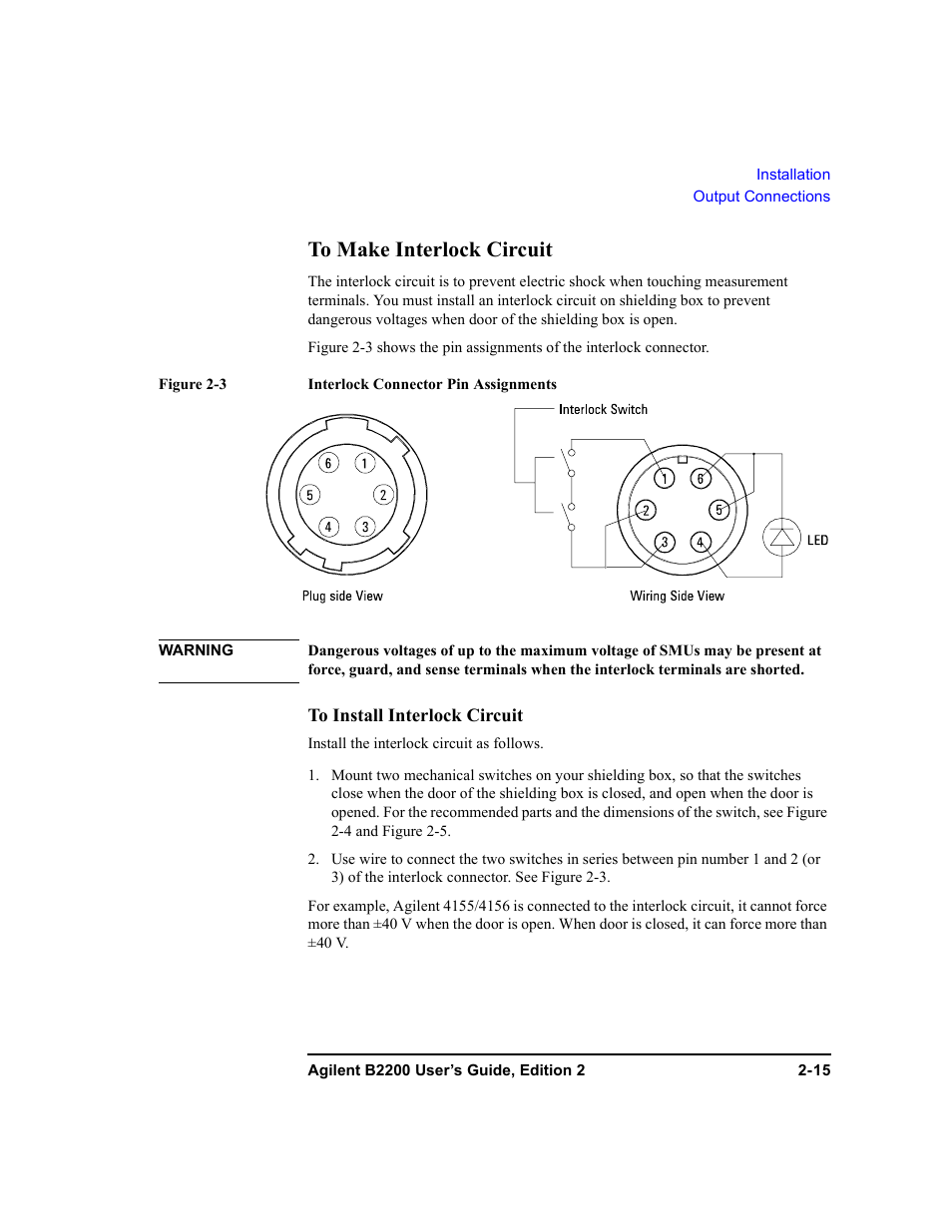 To make interlock circuit, To make interlock circuit -15 | Agilent Technologies B2201A User Manual | Page 49 / 234