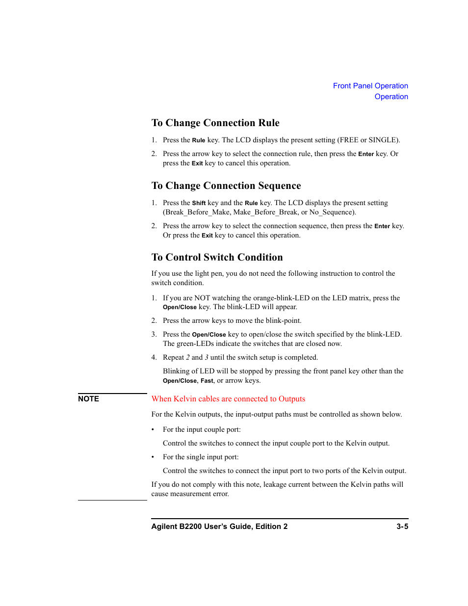 To change connection rule, To change connection sequence, To control switch condition | Agilent Technologies B2201A User Manual | Page 65 / 234