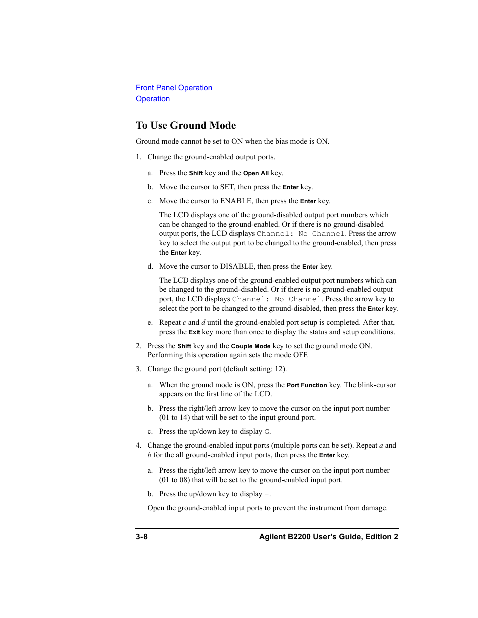 To use ground mode, To use ground mode -8 | Agilent Technologies B2201A User Manual | Page 68 / 234