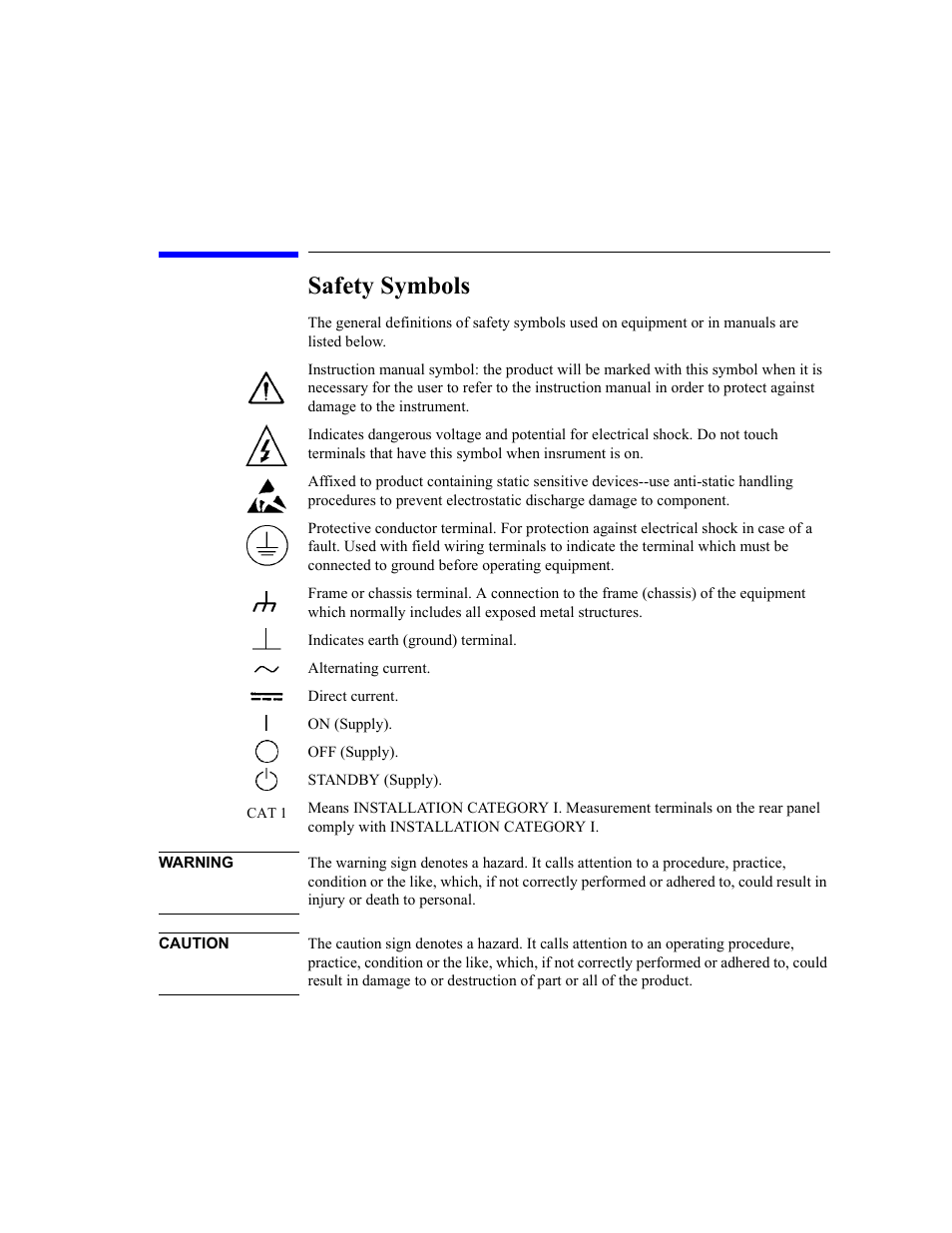 Safety symbols | Agilent Technologies B2201A User Manual | Page 7 / 234