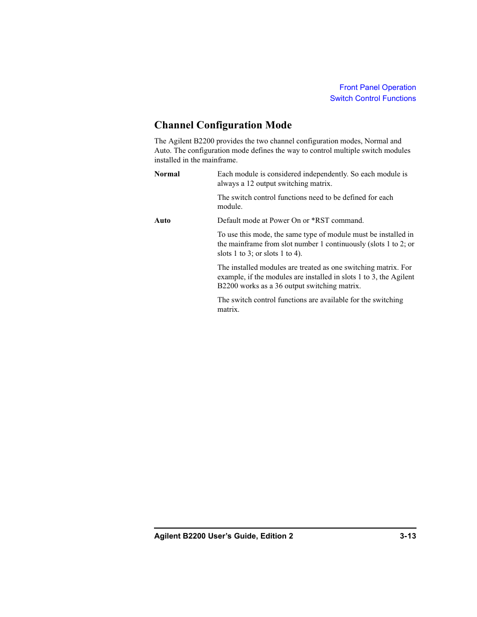 Channel configuration mode, Channel configuration mode -13 | Agilent Technologies B2201A User Manual | Page 73 / 234