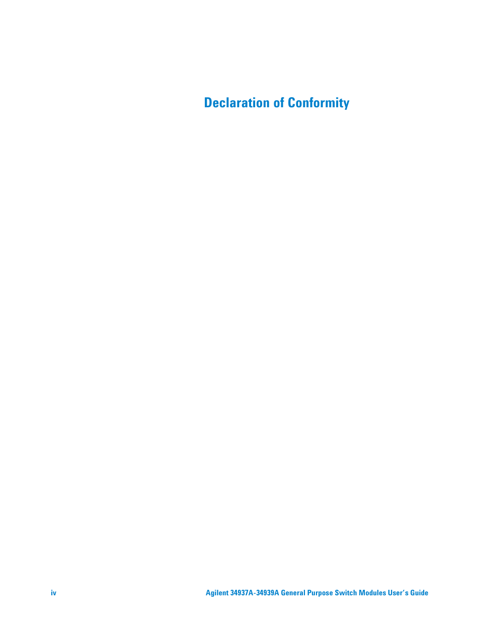 Declaration of conformity | Agilent Technologies 34939A User Manual | Page 4 / 24