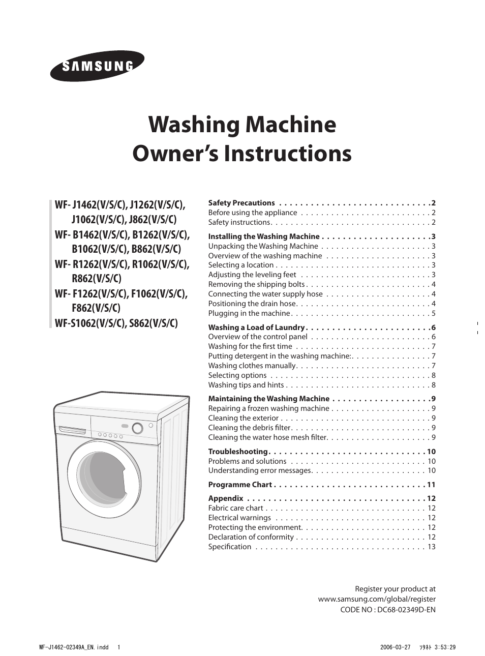 Samsung WF-B1062 User Manual | 56 pages