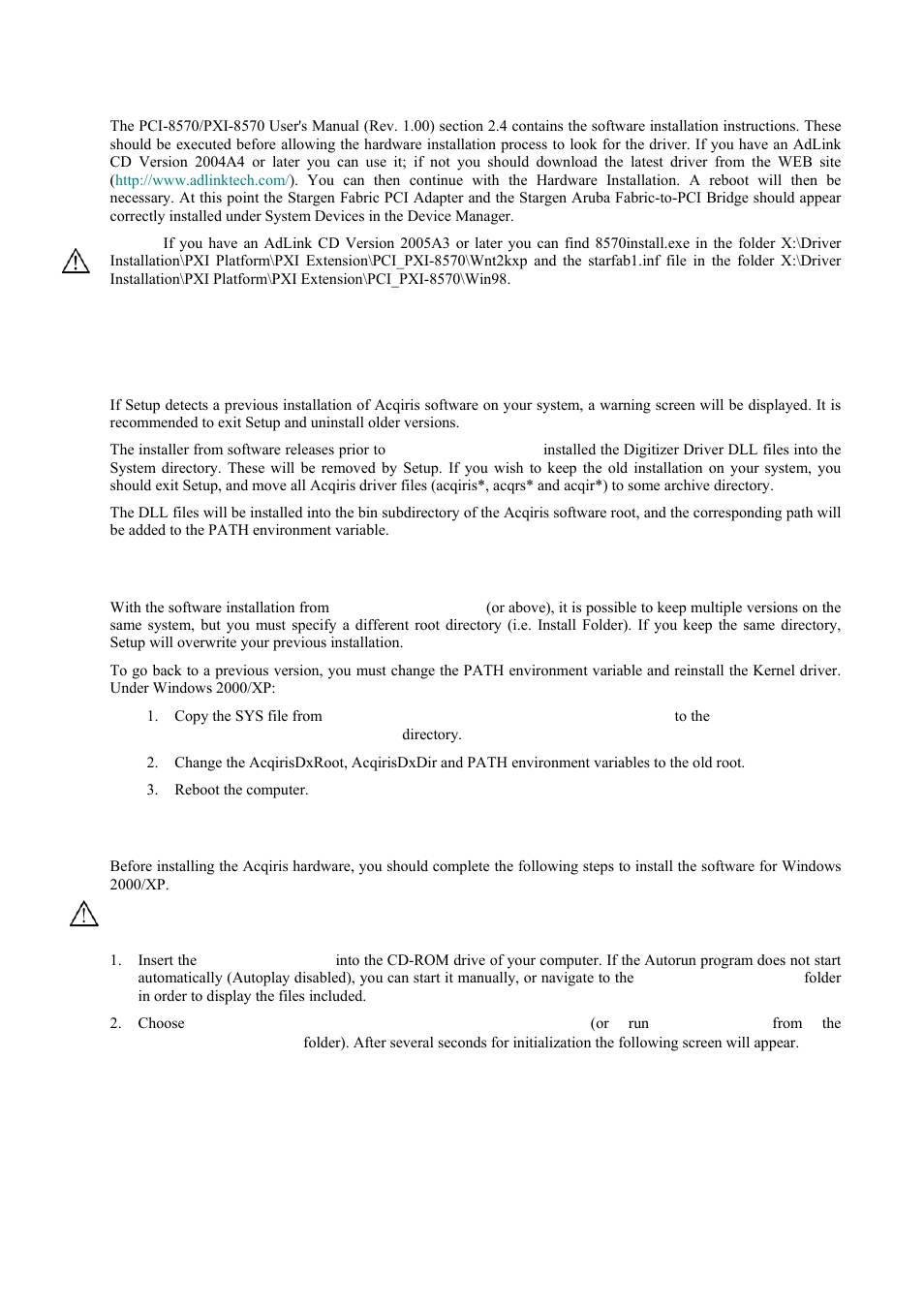 Installing the software under windows, Warnings, Multiple versions | Installation | Agilent Technologies DP211 User Manual | Page 11 / 66