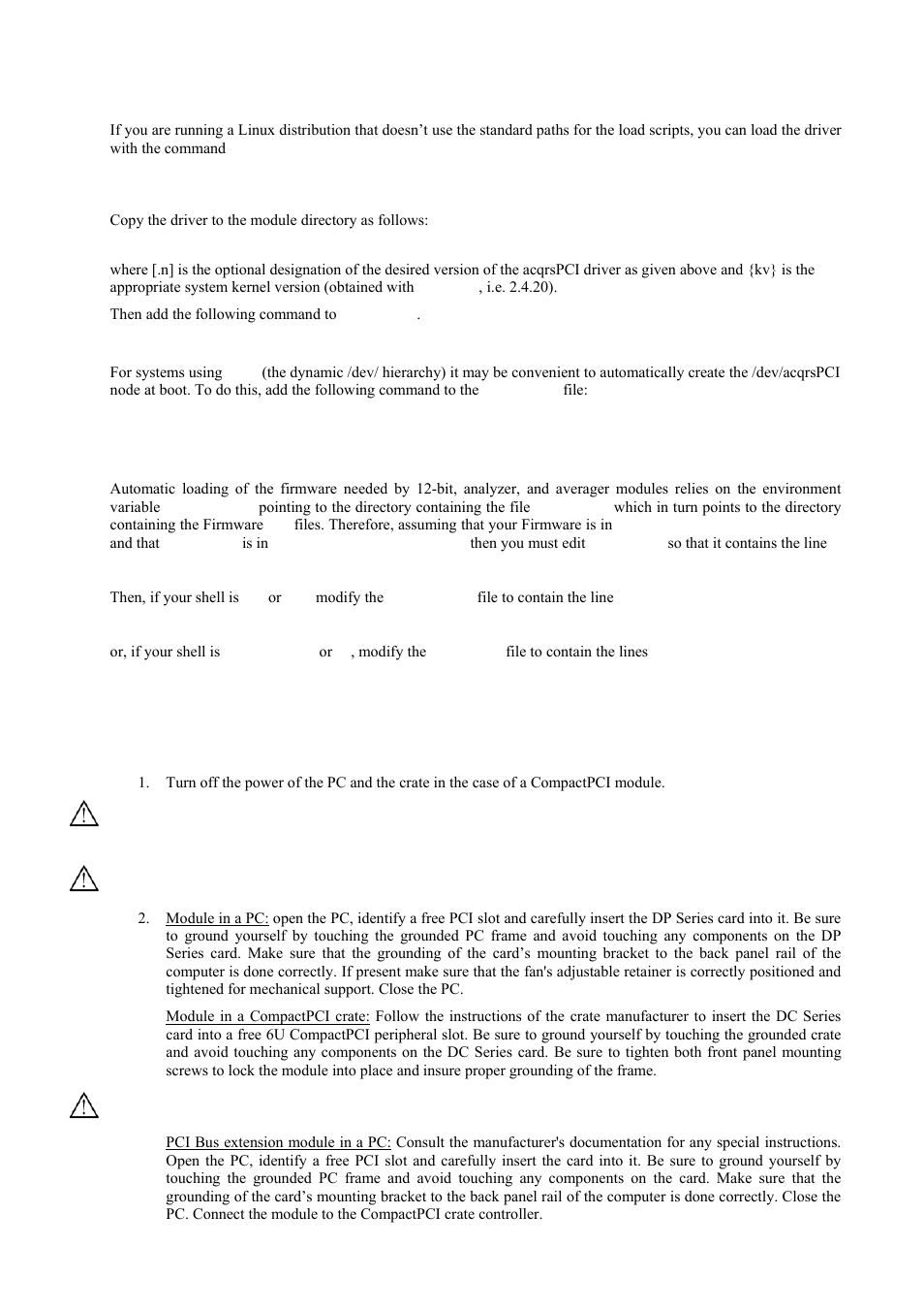 Special cases, Environment variables for the firmware, Installing the hardware | Agilent Technologies DP211 User Manual | Page 23 / 66