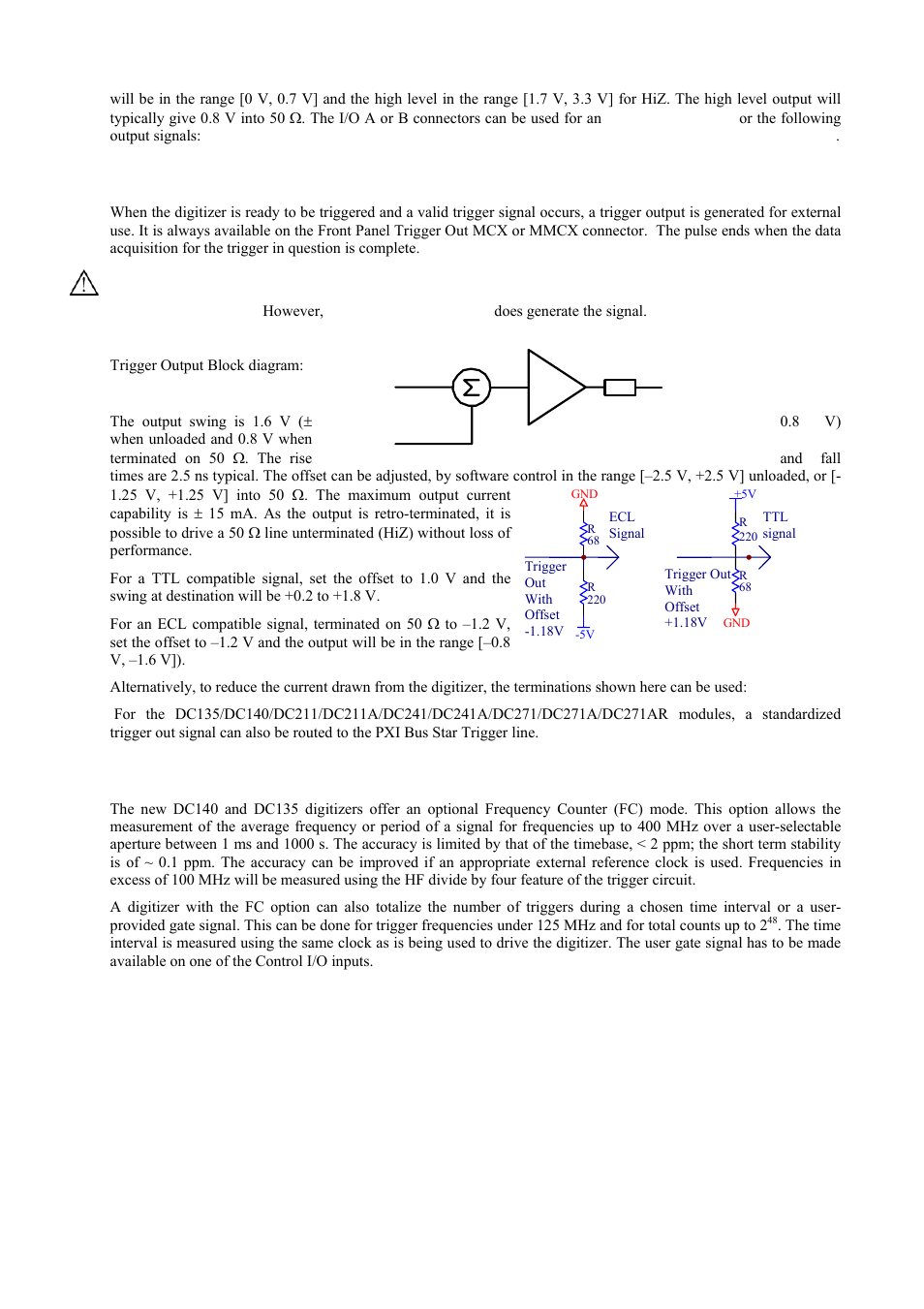 External trigger output (dp1400 & dc271-family), Frequency counter mode | Agilent Technologies DP211 User Manual | Page 38 / 66