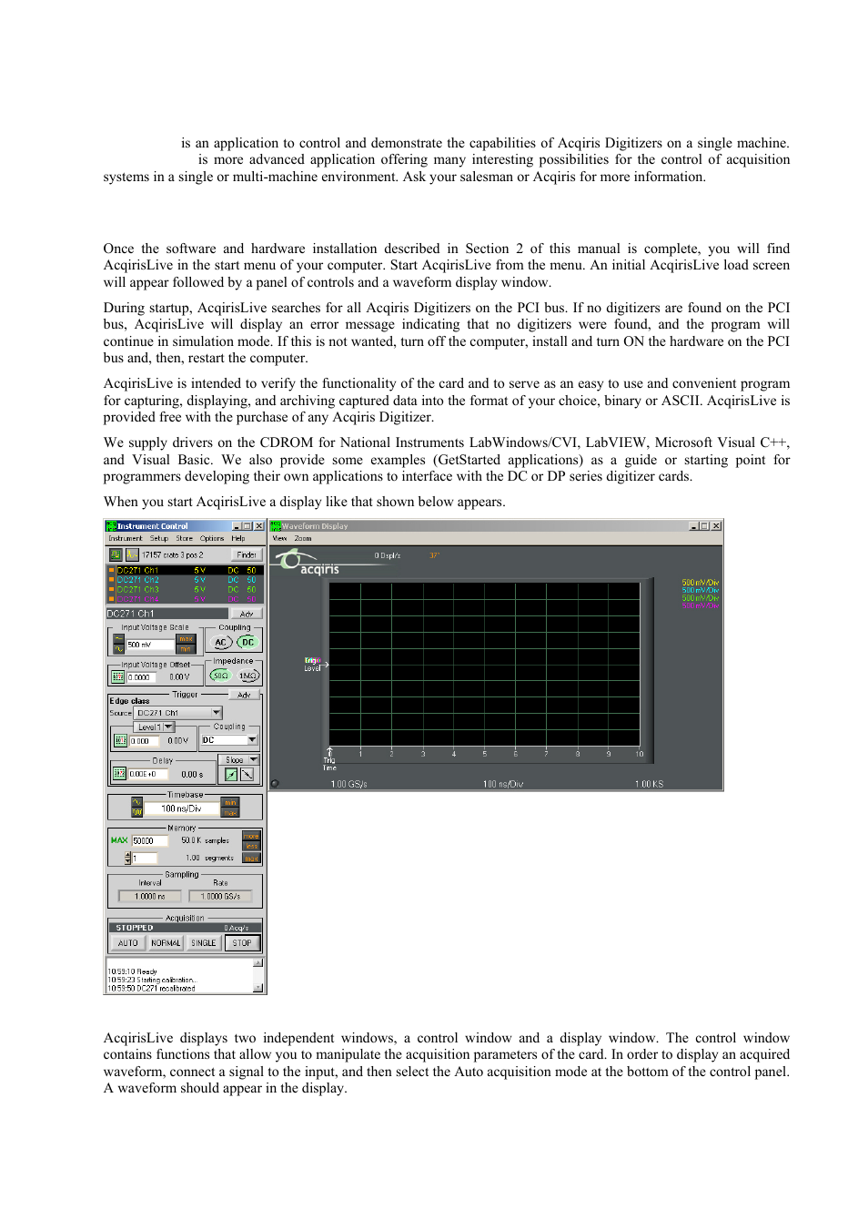 Running the acqirislive application, Getting started with acqirislive, Ter 4 | Agilent Technologies DP211 User Manual | Page 41 / 66