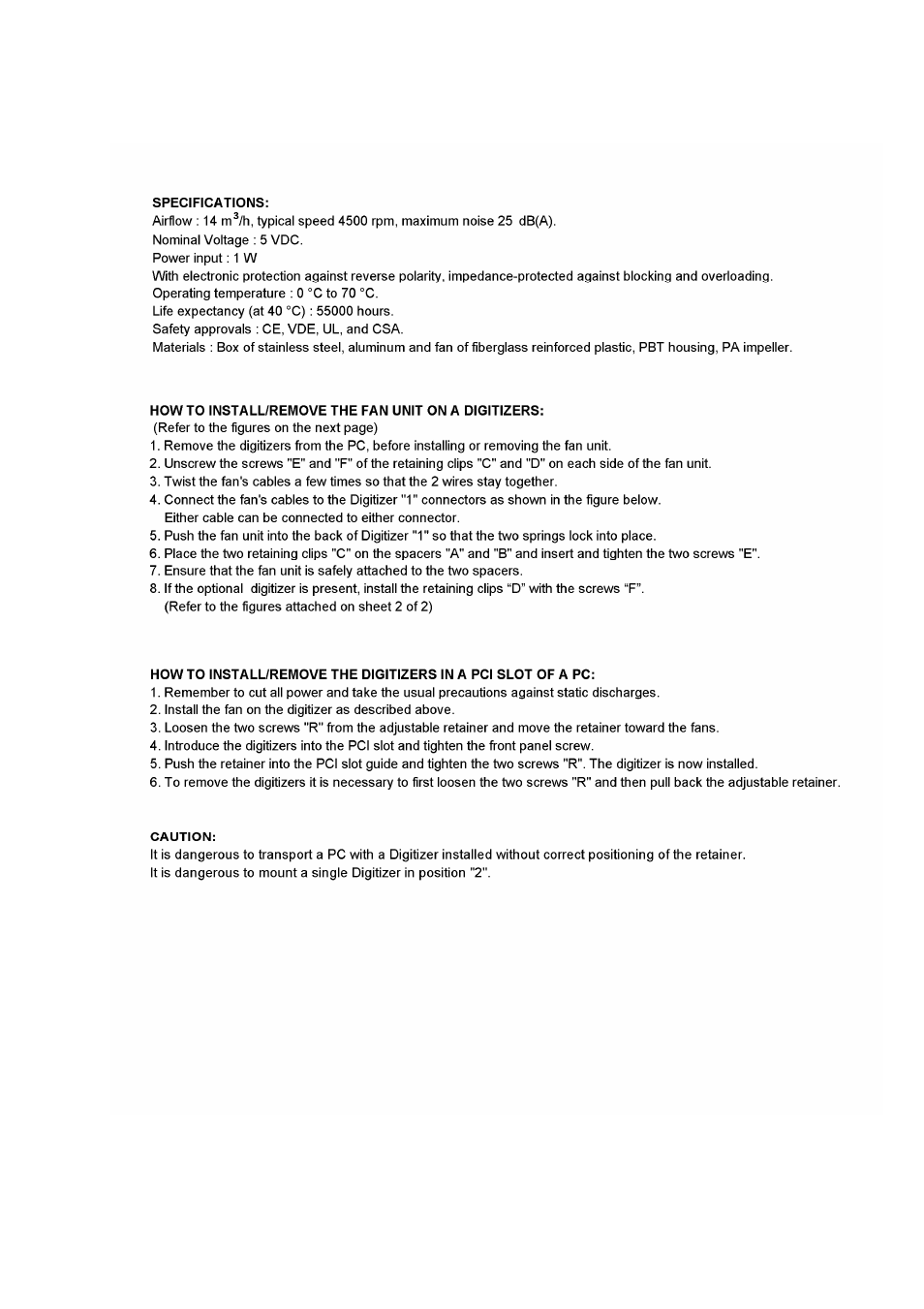 Appendix h: xp104 fan unit for dp1400 | Agilent Technologies DP211 User Manual | Page 64 / 66