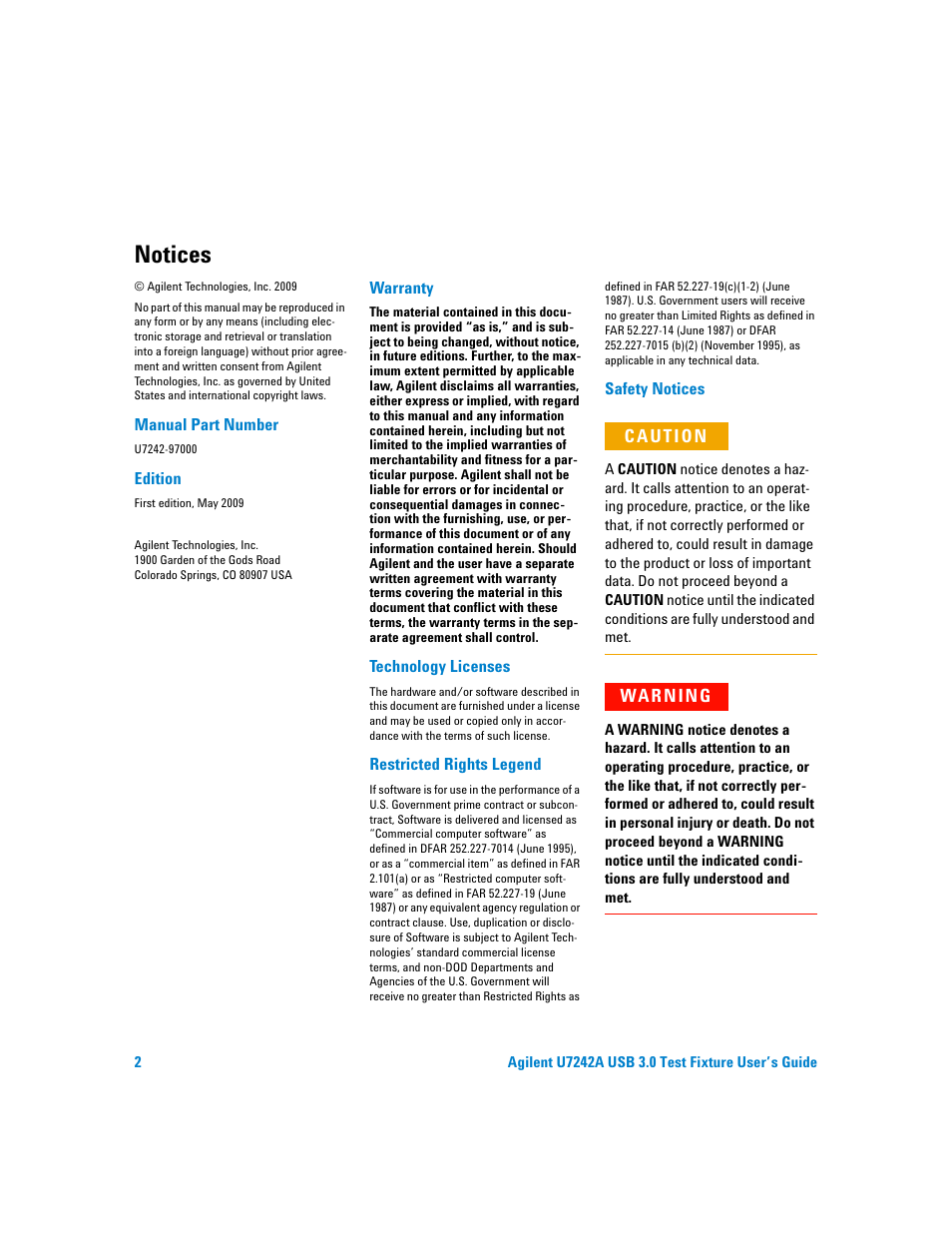 Notices | Agilent Technologies FIXTURE U7242A User Manual | Page 2 / 10
