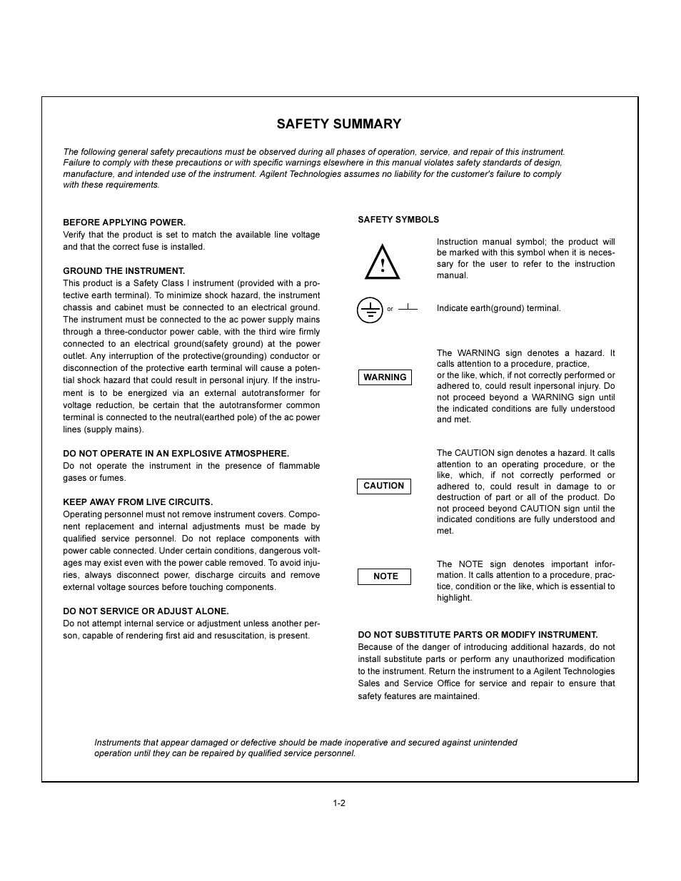 Safety summary | Agilent Technologies E3614A User Manual | Page 2 / 47
