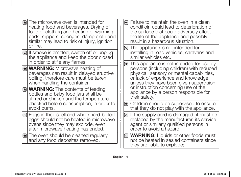 Samsung MG23H3115NW User Manual | Page 4 / 42