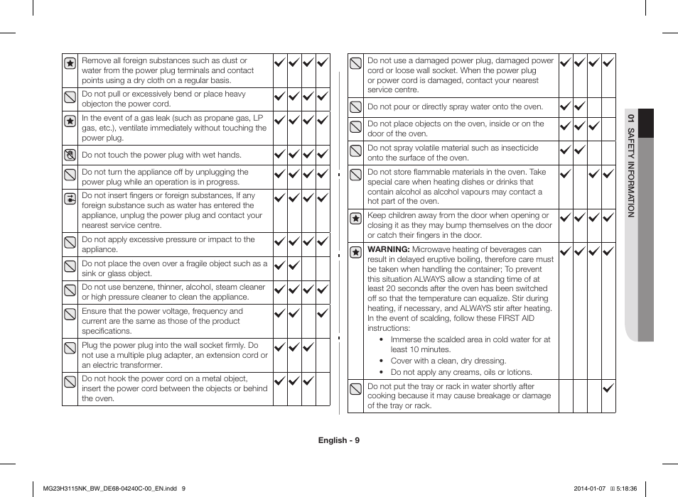 Samsung MG23H3115NW User Manual | Page 9 / 42