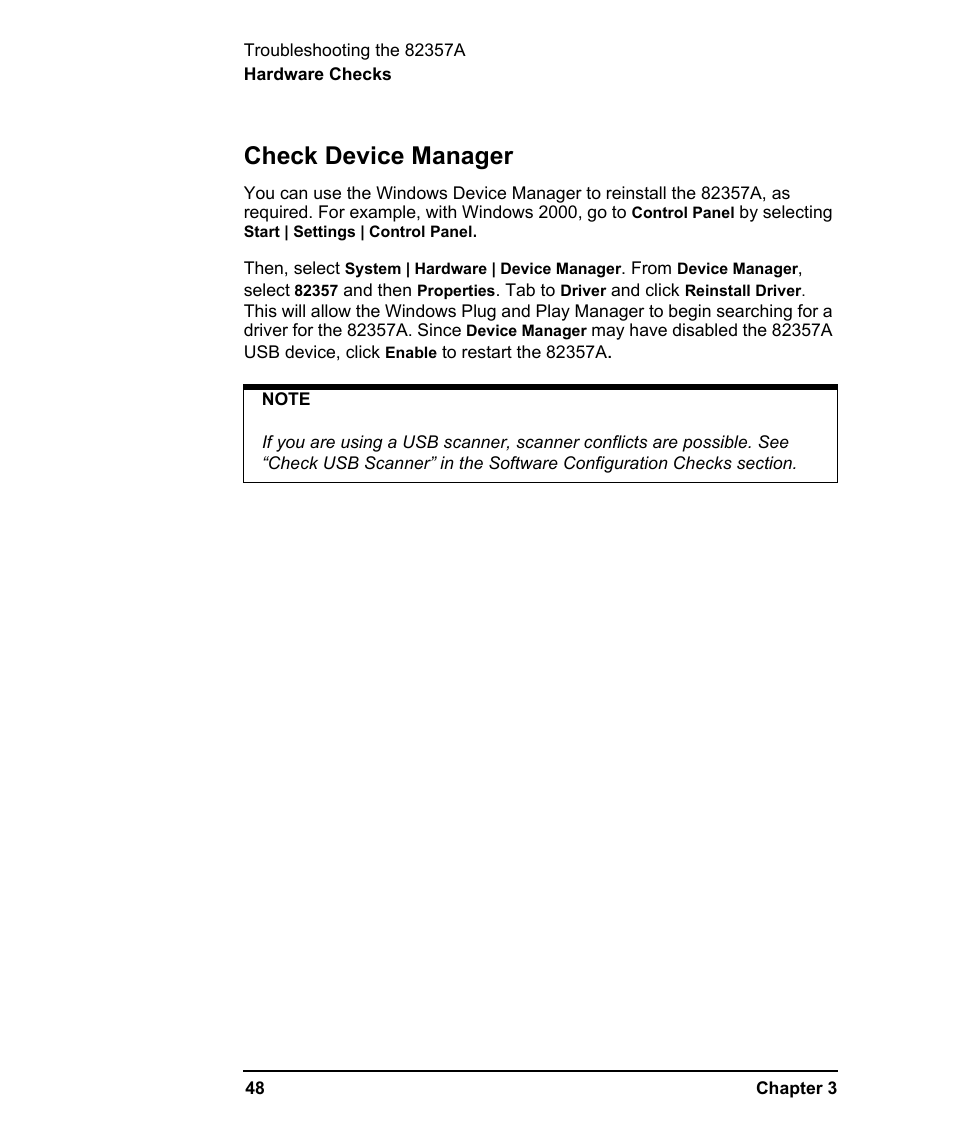 Check device manager | Agilent Technologies USB/GPIB Interface Converter 82357A User Manual | Page 48 / 70