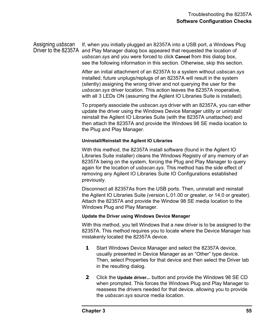 Agilent Technologies USB/GPIB Interface Converter 82357A User Manual | Page 55 / 70