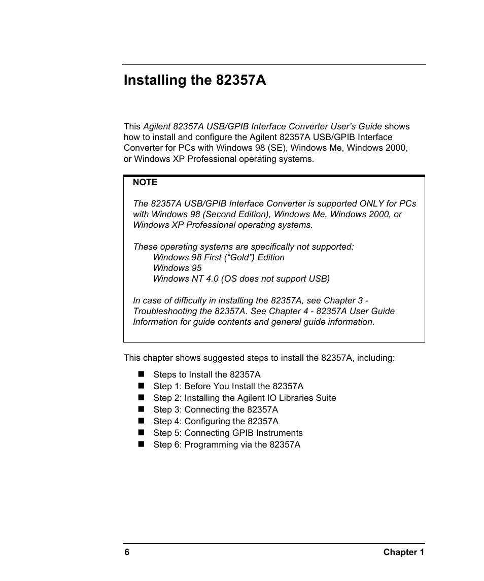 Agilent Technologies USB/GPIB Interface Converter 82357A User Manual | Page 6 / 70