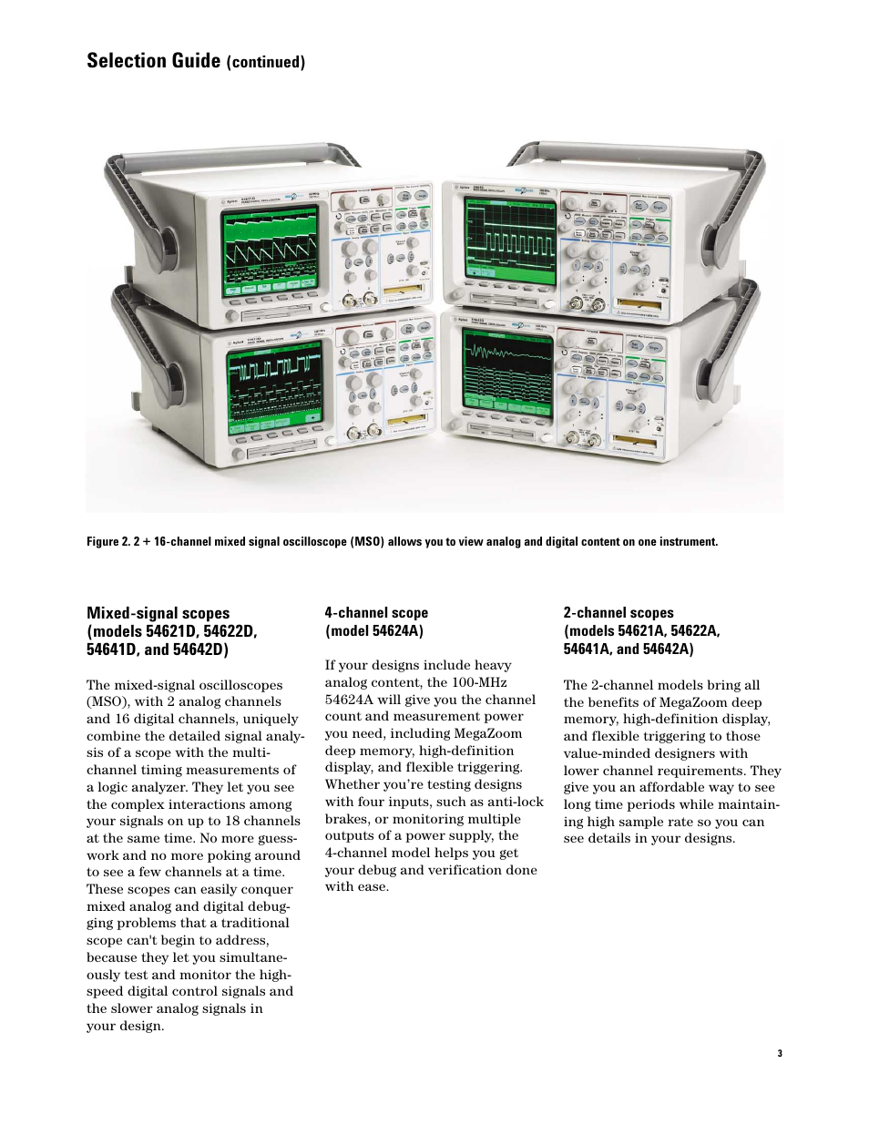 Selection guide | Agilent Technologies 54600-Series User Manual | Page 3 / 24