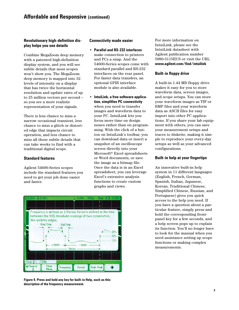 Affordable and responsive | Agilent Technologies 54600-Series User Manual | Page 5 / 24