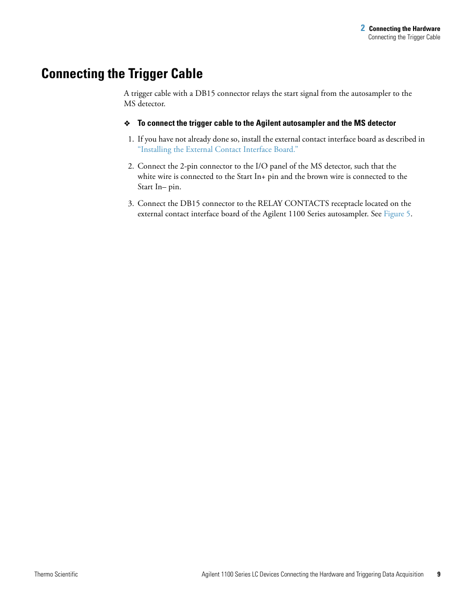 Connecting the trigger cable | Agilent Technologies 1100 Series User Manual | Page 17 / 28