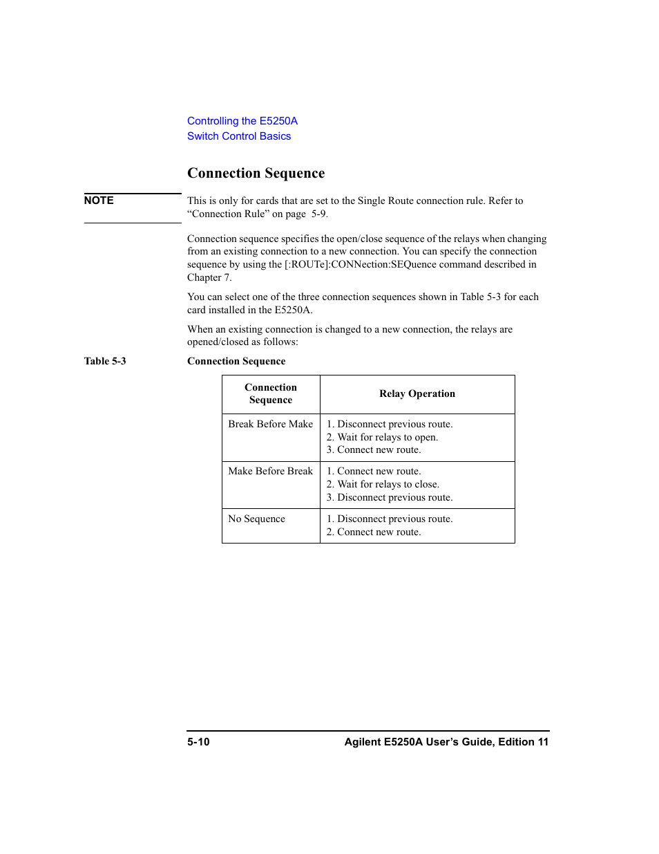 Connection sequence, Connection sequence -10 | Agilent Technologies Agilent E5250A User Manual | Page 104 / 326