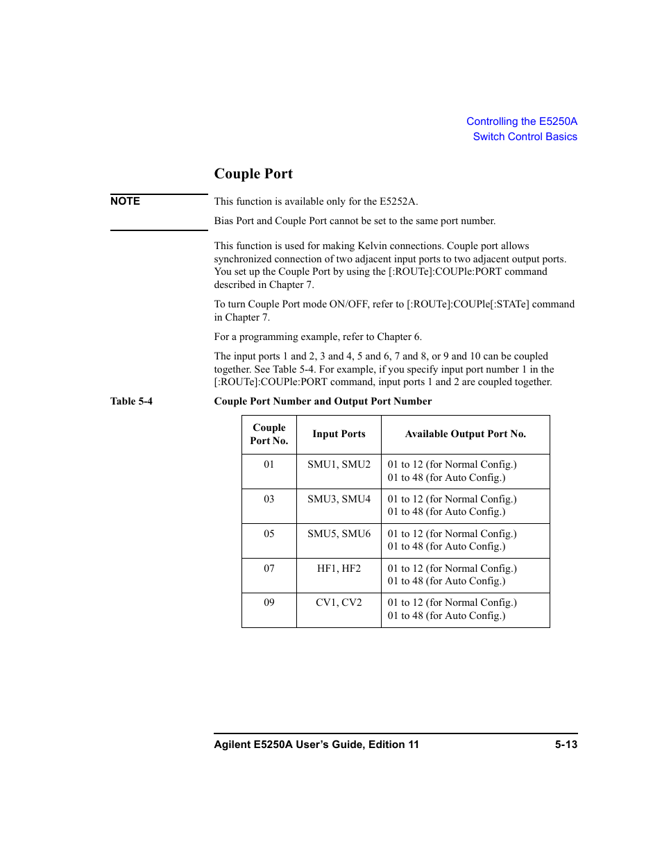 Couple port, Couple port -13 | Agilent Technologies Agilent E5250A User Manual | Page 107 / 326