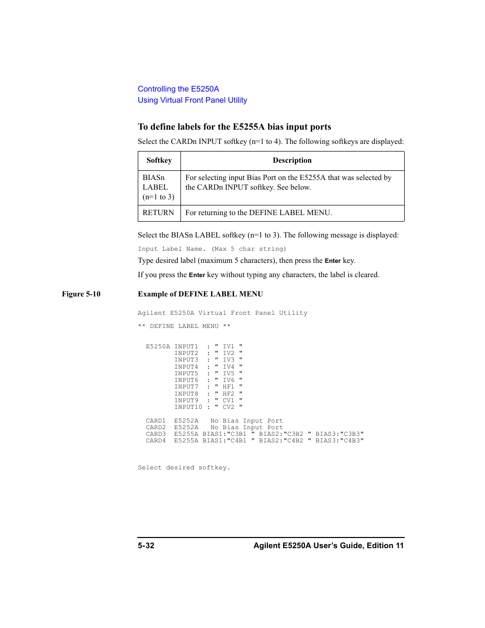 Agilent Technologies Agilent E5250A User Manual | Page 126 / 326