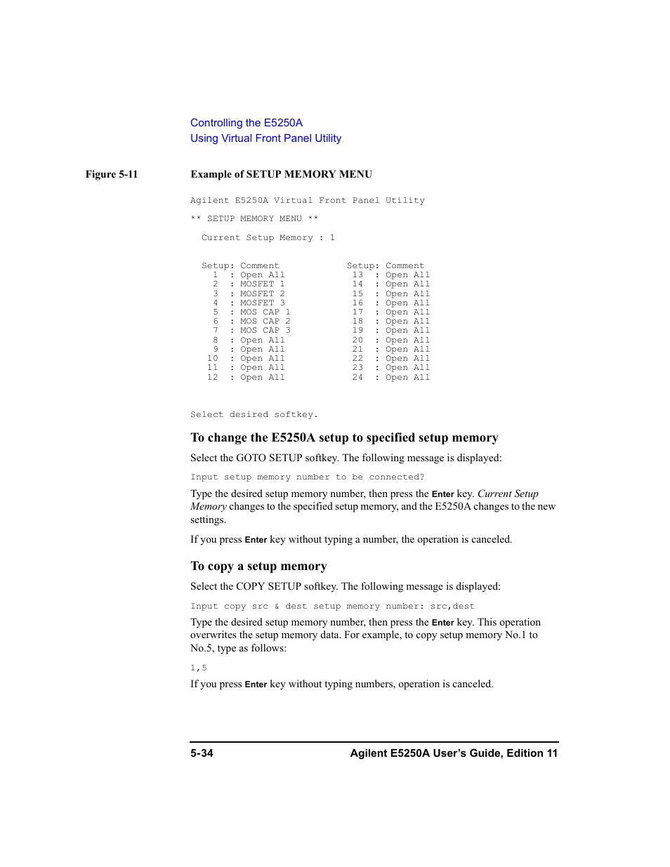 Agilent Technologies Agilent E5250A User Manual | Page 128 / 326