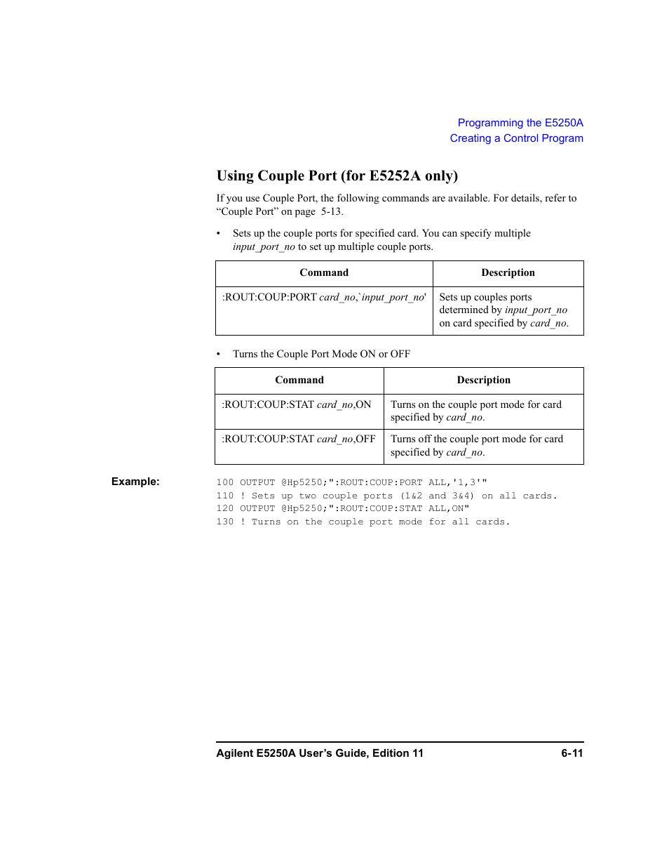 Using couple port (for e5252a only), Using couple port (for e5252a only) -11 | Agilent Technologies Agilent E5250A User Manual | Page 147 / 326