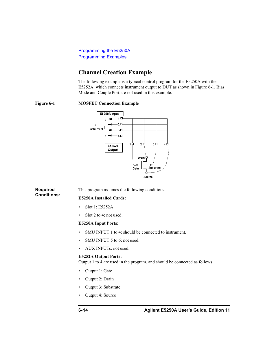 Channel creation example, Channel creation example -14 | Agilent Technologies Agilent E5250A User Manual | Page 150 / 326