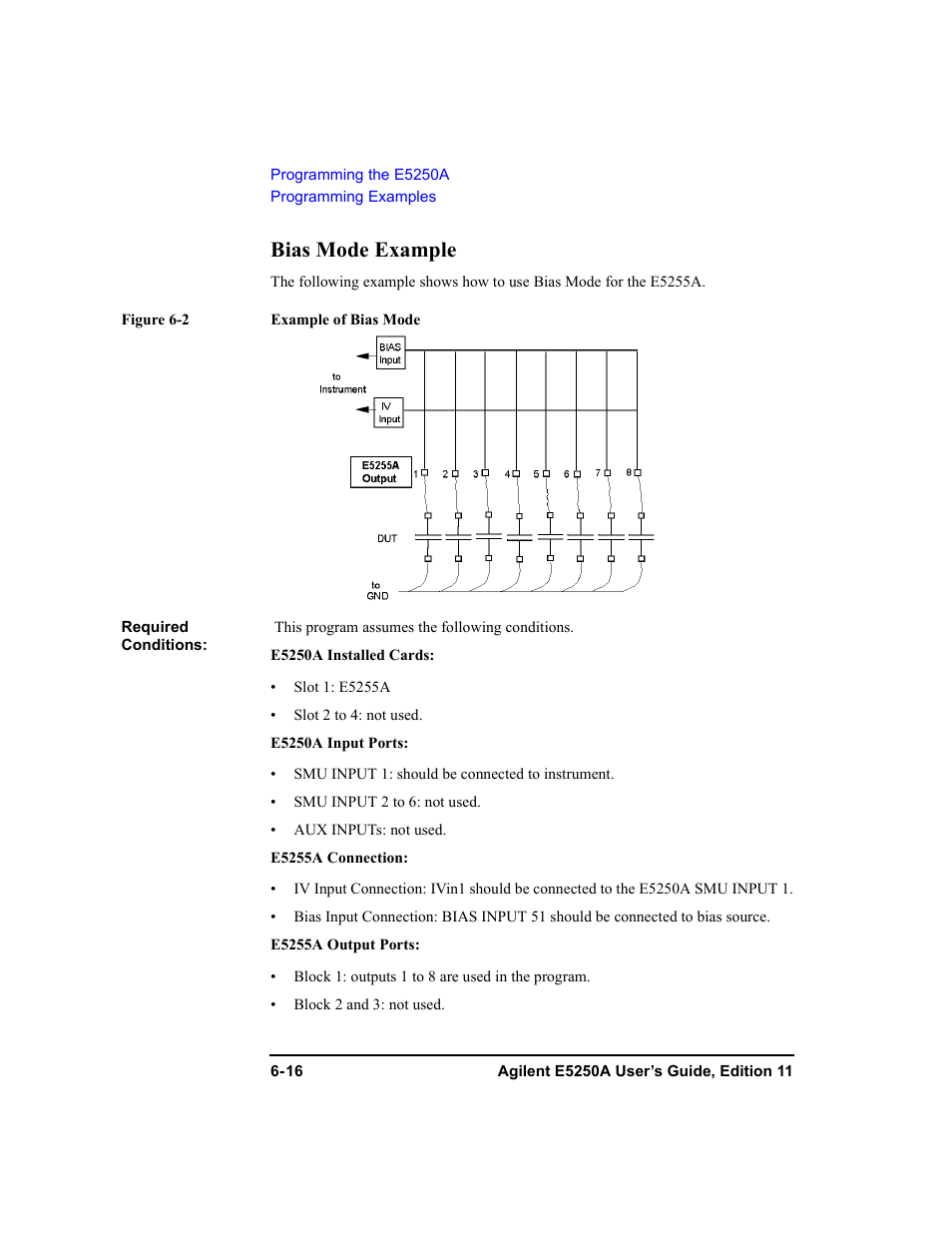 Bias mode example, Bias mode example -16 | Agilent Technologies Agilent E5250A User Manual | Page 152 / 326