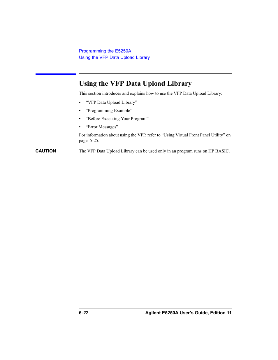 Using the vfp data upload library, Using the vfp data upload library -22 | Agilent Technologies Agilent E5250A User Manual | Page 158 / 326