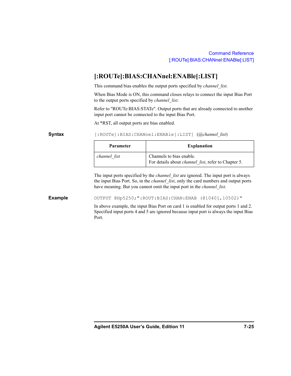 Route]:bias:channel:enable[:list | Agilent Technologies Agilent E5250A User Manual | Page 193 / 326