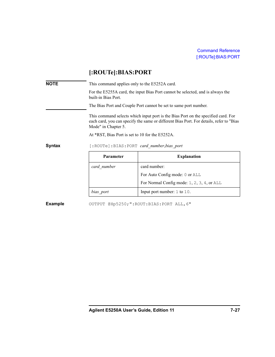 Route]:bias:port | Agilent Technologies Agilent E5250A User Manual | Page 195 / 326