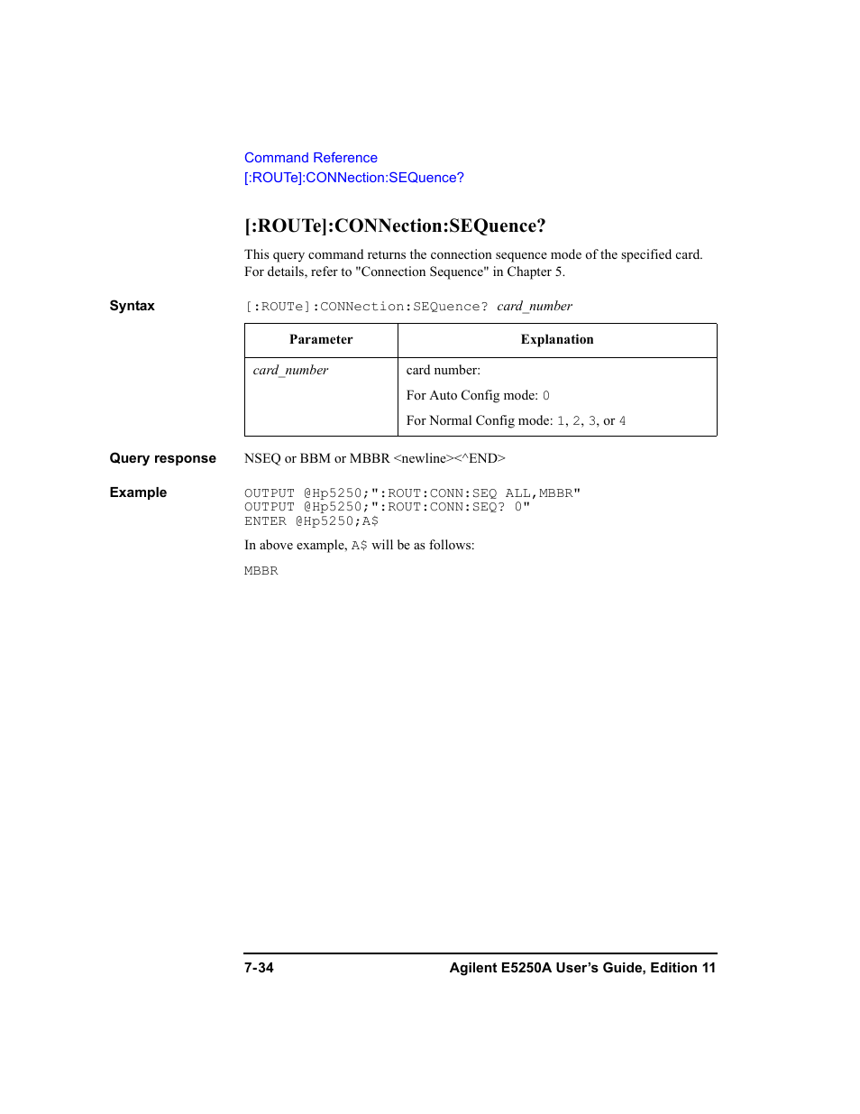 Route]:connection:sequence | Agilent Technologies Agilent E5250A User Manual | Page 202 / 326