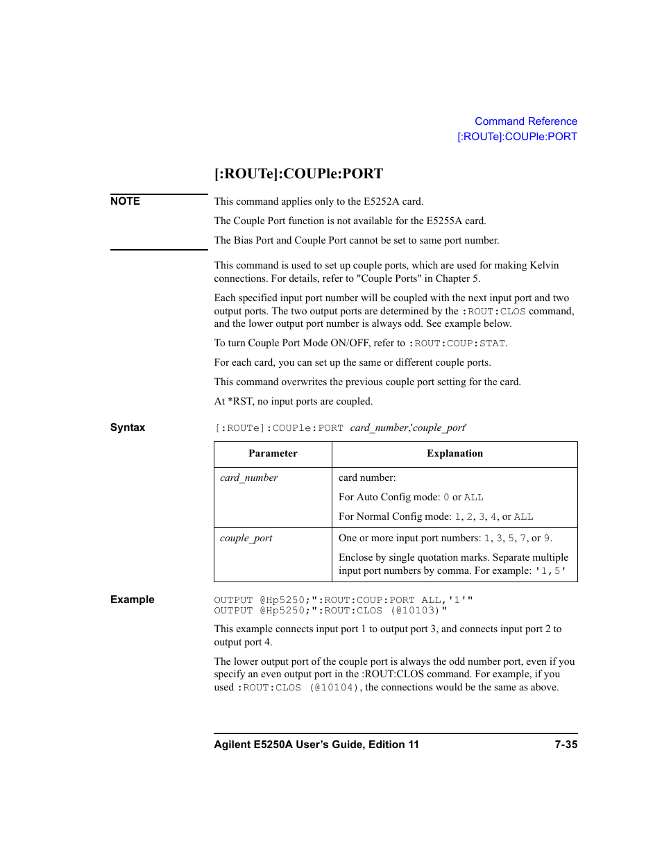 Route]:couple:port | Agilent Technologies Agilent E5250A User Manual | Page 203 / 326