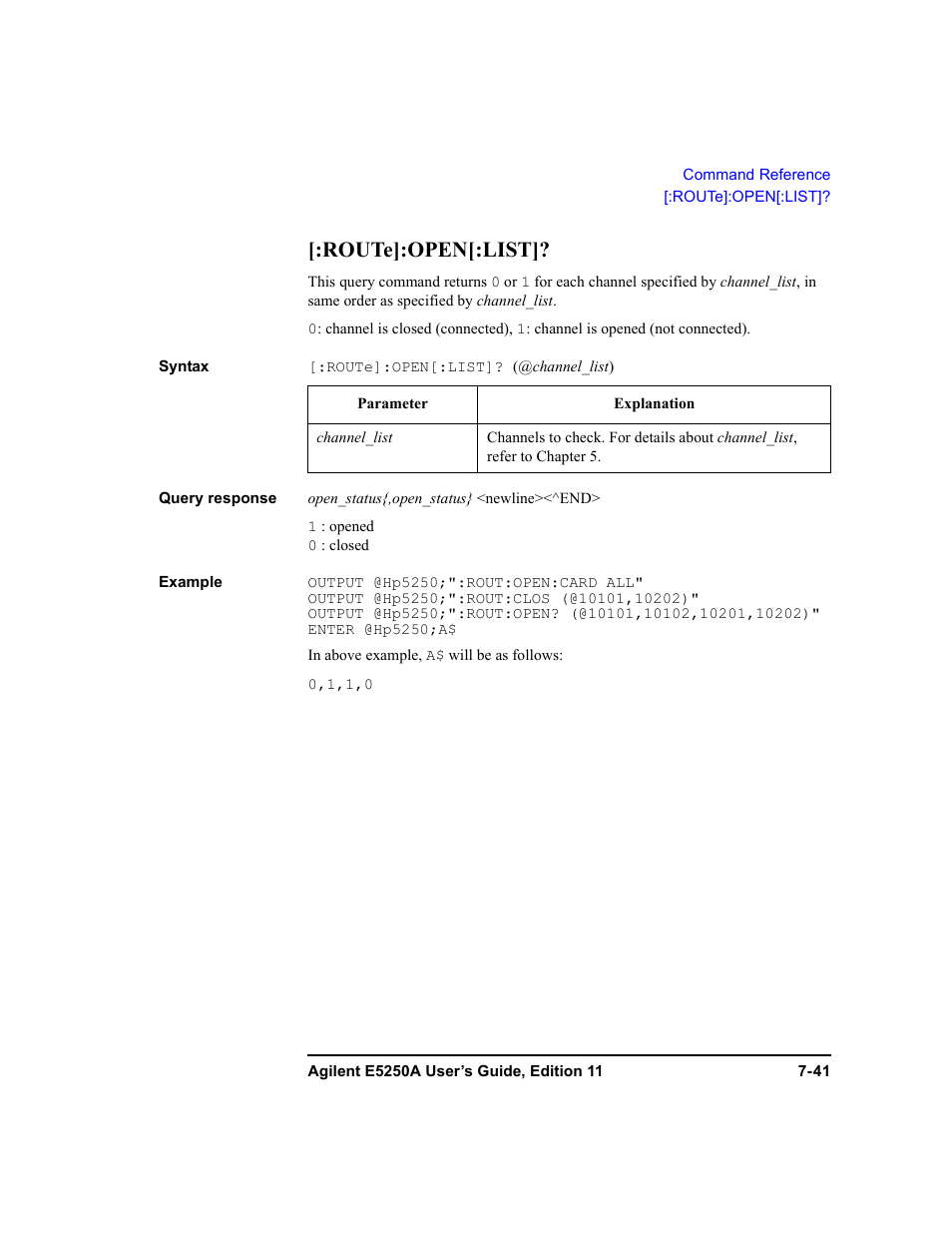 Route]:open[:list | Agilent Technologies Agilent E5250A User Manual | Page 209 / 326