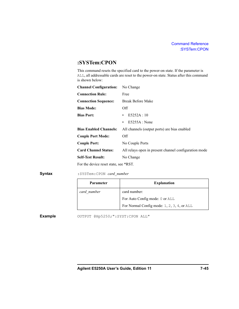 System:cpon | Agilent Technologies Agilent E5250A User Manual | Page 213 / 326