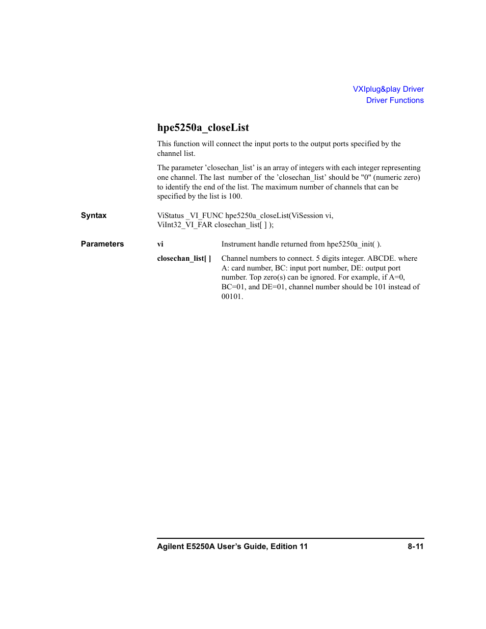 Hpe5250a_closelist | Agilent Technologies Agilent E5250A User Manual | Page 235 / 326