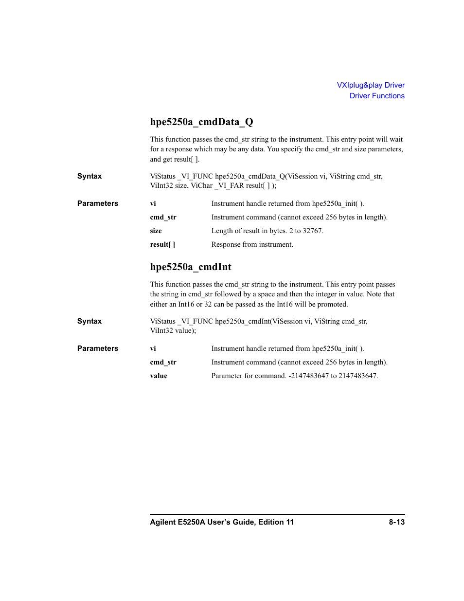 Hpe5250a_cmddata_q, Hpe5250a_cmdint | Agilent Technologies Agilent E5250A User Manual | Page 237 / 326