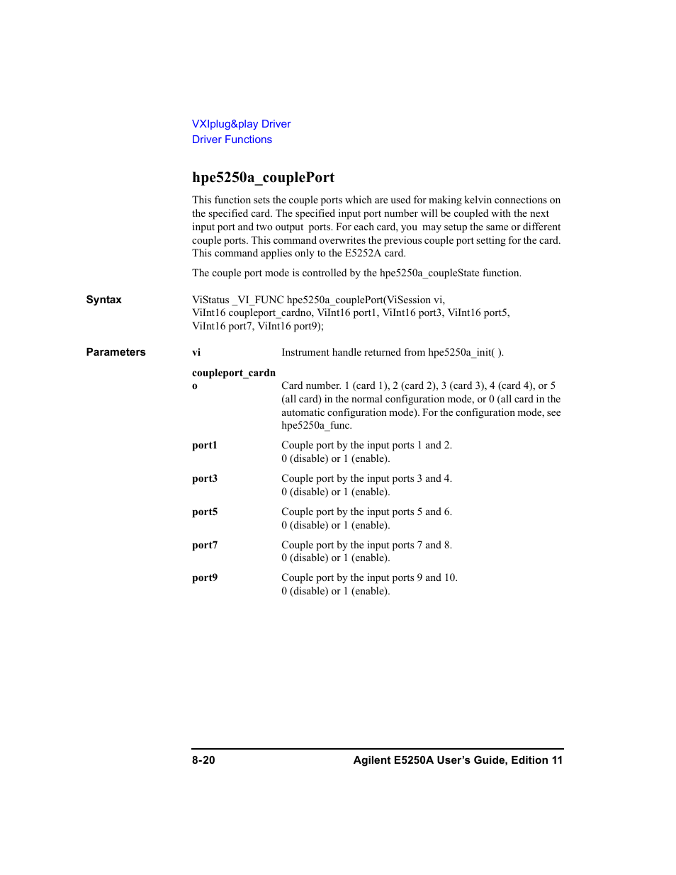 Hpe5250a_coupleport | Agilent Technologies Agilent E5250A User Manual | Page 244 / 326