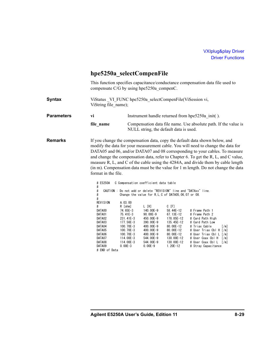 Hpe5250a_selectcompenfile | Agilent Technologies Agilent E5250A User Manual | Page 253 / 326