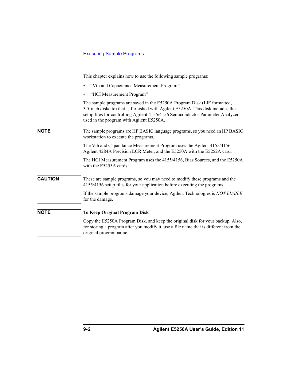 Agilent Technologies Agilent E5250A User Manual | Page 258 / 326