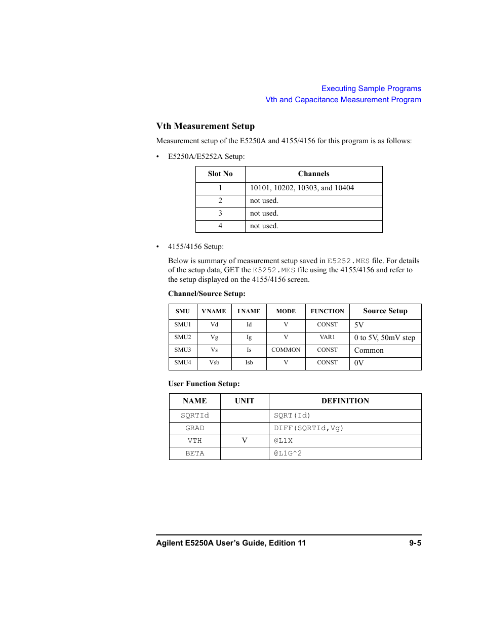 Vth measurement setup | Agilent Technologies Agilent E5250A User Manual | Page 261 / 326
