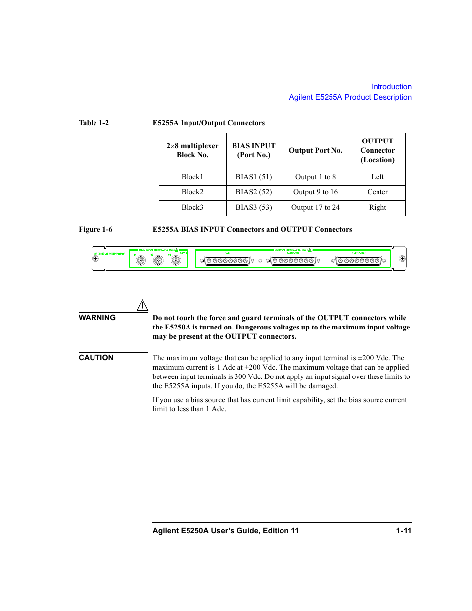 Table, Figure 1-6, Table 1-2 | Agilent Technologies Agilent E5250A User Manual | Page 27 / 326