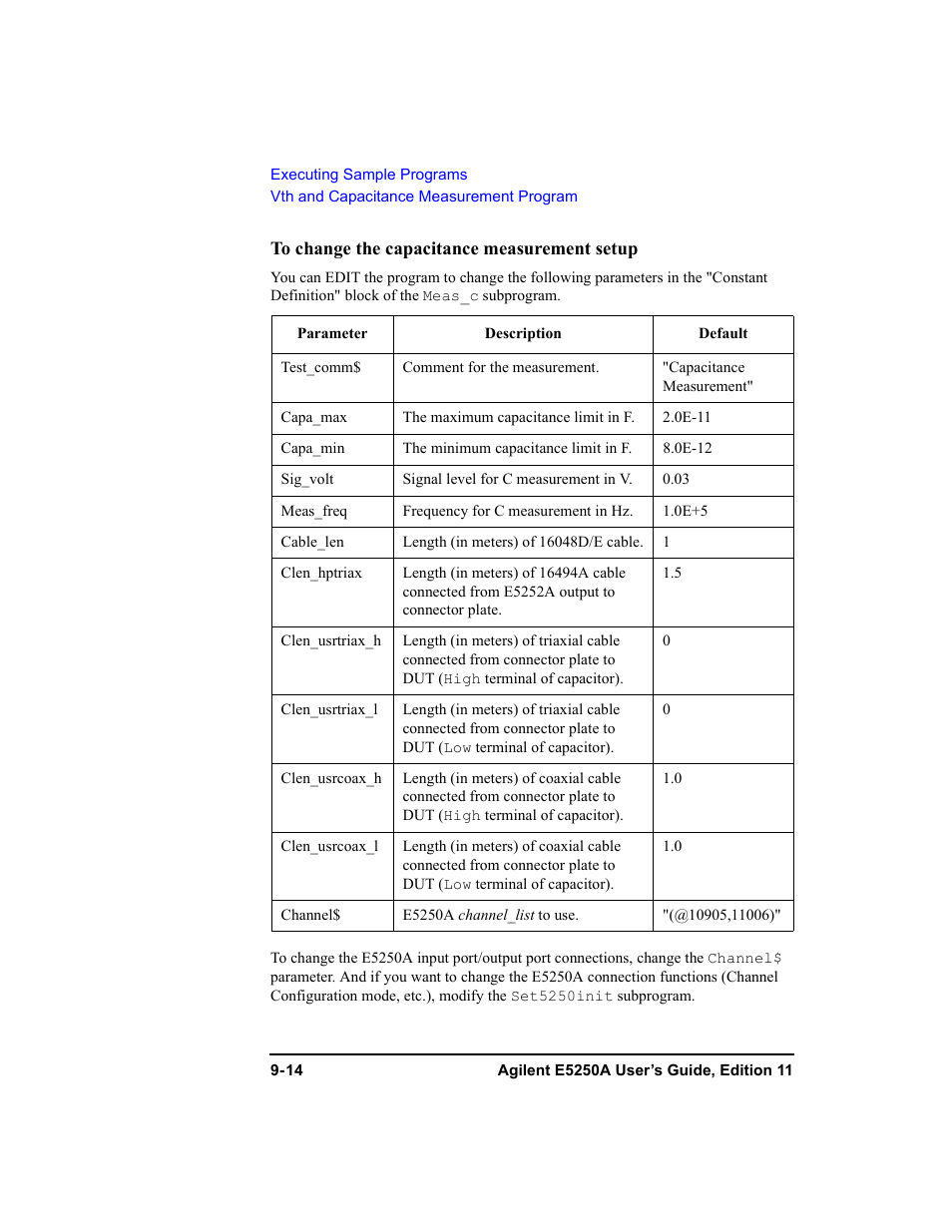To change the capacitance measurement setup | Agilent Technologies Agilent E5250A User Manual | Page 270 / 326