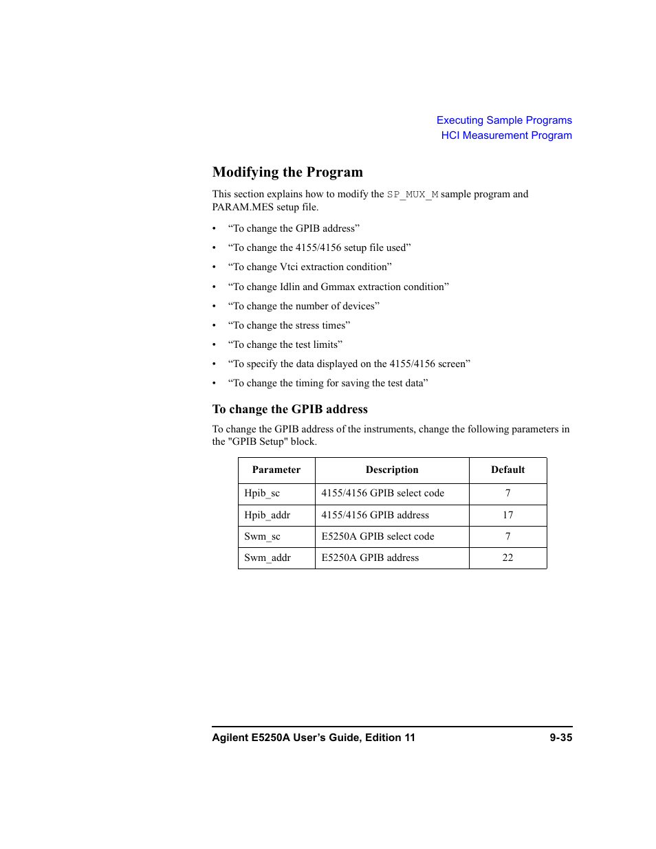 Modifying the program, Modifying the program -35 | Agilent Technologies Agilent E5250A User Manual | Page 291 / 326