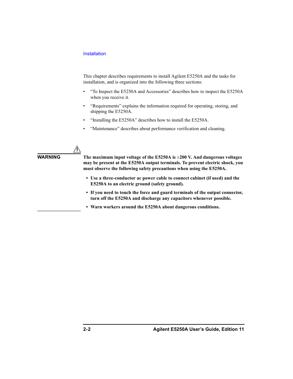 Agilent Technologies Agilent E5250A User Manual | Page 34 / 326